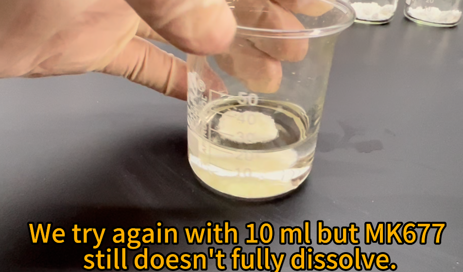 4 mk677 powder not fully dissolve in 10ml PEG400
